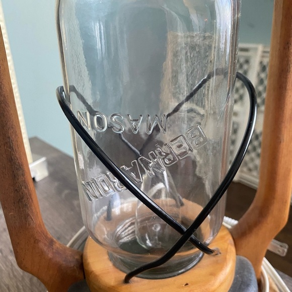 Rustic Wooden Lantern with Black Accents - Picture 9 of 10